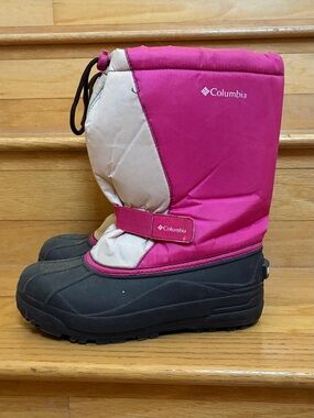 Columbia Girls Powderbug Dual Pink & Brown Snow Ski Snowboard Boot Size 6
